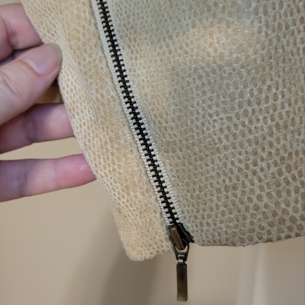 Leather Jacket Alfani Tan Large Leather Zip Up Front - Picture 6 of 13